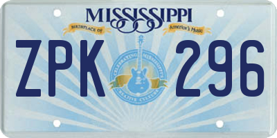 MS license plate ZPK296