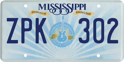 MS license plate ZPK302