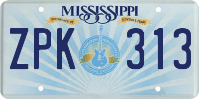 MS license plate ZPK313
