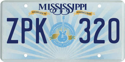 MS license plate ZPK320