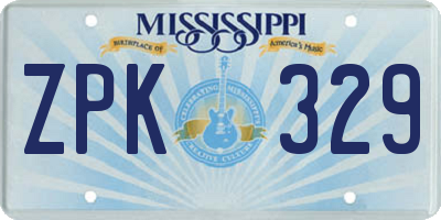 MS license plate ZPK329