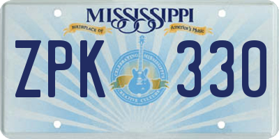MS license plate ZPK330