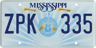 MS license plate ZPK335