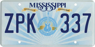 MS license plate ZPK337