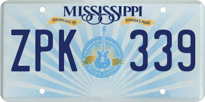 MS license plate ZPK339