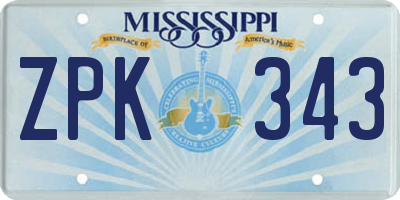 MS license plate ZPK343