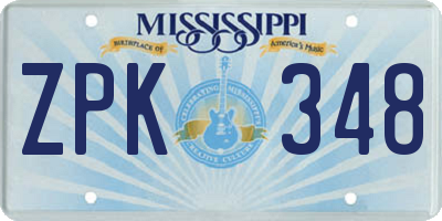 MS license plate ZPK348