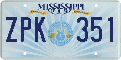 MS license plate ZPK351