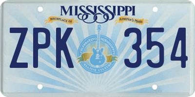 MS license plate ZPK354
