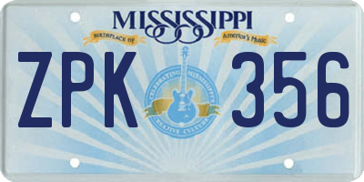 MS license plate ZPK356