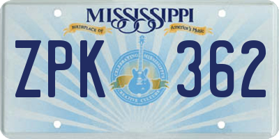 MS license plate ZPK362