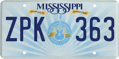 MS license plate ZPK363