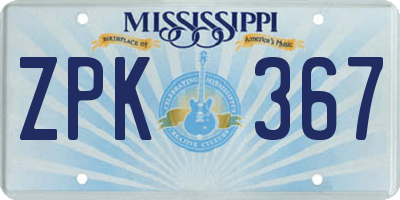 MS license plate ZPK367