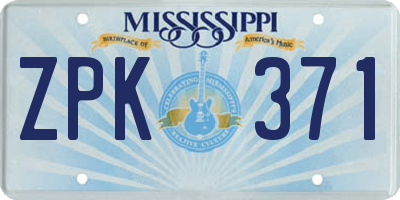 MS license plate ZPK371