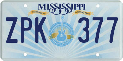 MS license plate ZPK377