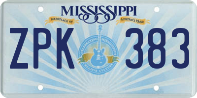MS license plate ZPK383