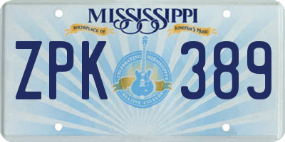 MS license plate ZPK389