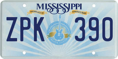 MS license plate ZPK390