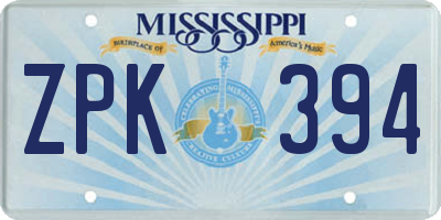 MS license plate ZPK394