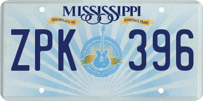 MS license plate ZPK396