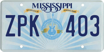 MS license plate ZPK403