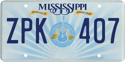 MS license plate ZPK407