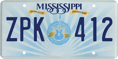 MS license plate ZPK412