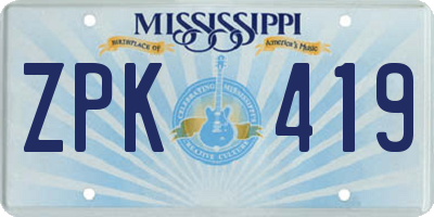 MS license plate ZPK419