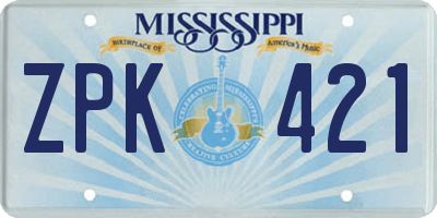 MS license plate ZPK421