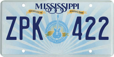 MS license plate ZPK422