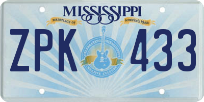 MS license plate ZPK433