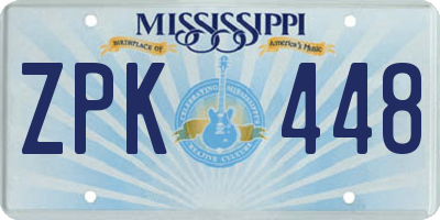 MS license plate ZPK448