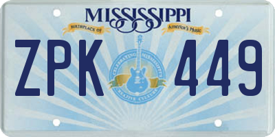 MS license plate ZPK449