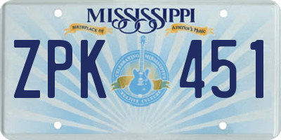 MS license plate ZPK451