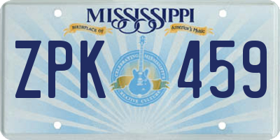MS license plate ZPK459