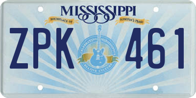 MS license plate ZPK461