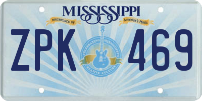 MS license plate ZPK469