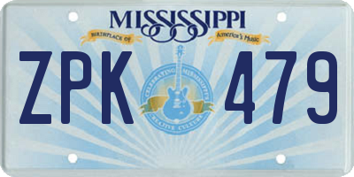 MS license plate ZPK479