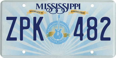 MS license plate ZPK482