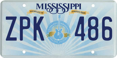 MS license plate ZPK486