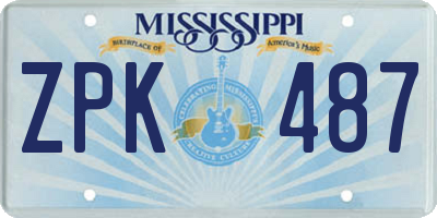MS license plate ZPK487