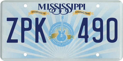 MS license plate ZPK490