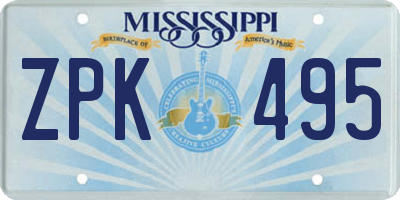 MS license plate ZPK495