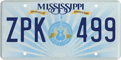 MS license plate ZPK499