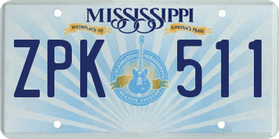 MS license plate ZPK511