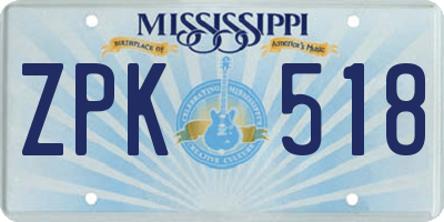 MS license plate ZPK518