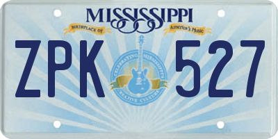 MS license plate ZPK527