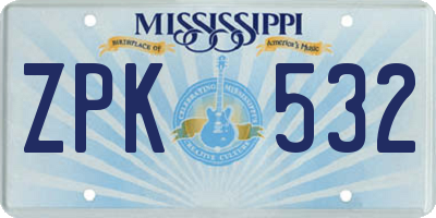 MS license plate ZPK532