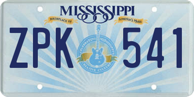 MS license plate ZPK541