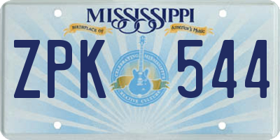 MS license plate ZPK544